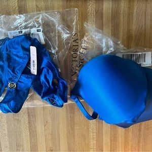 Victoria Secret Very Sexy So Obsessed Bra 34DD Panty L Set Blue Turquoise